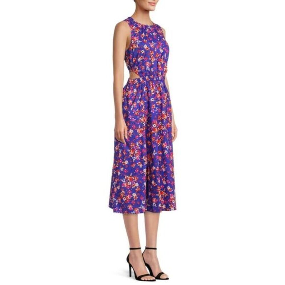 BeachLunchLounge NWOT Side Open Midi Floral Dress Sleeveless Yves Blue Floral S